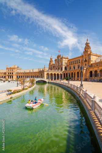 Architectural Complex of Plaza de Espana in Sevilla, Andalusia province, Spain.