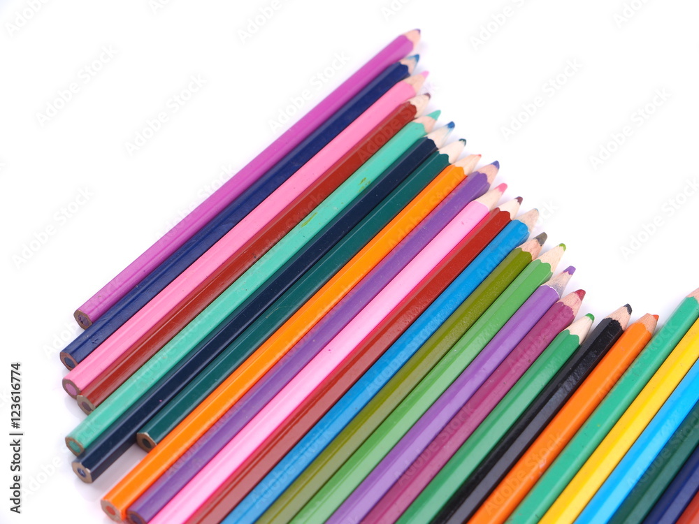 Fototapeta premium colored pencils on white background