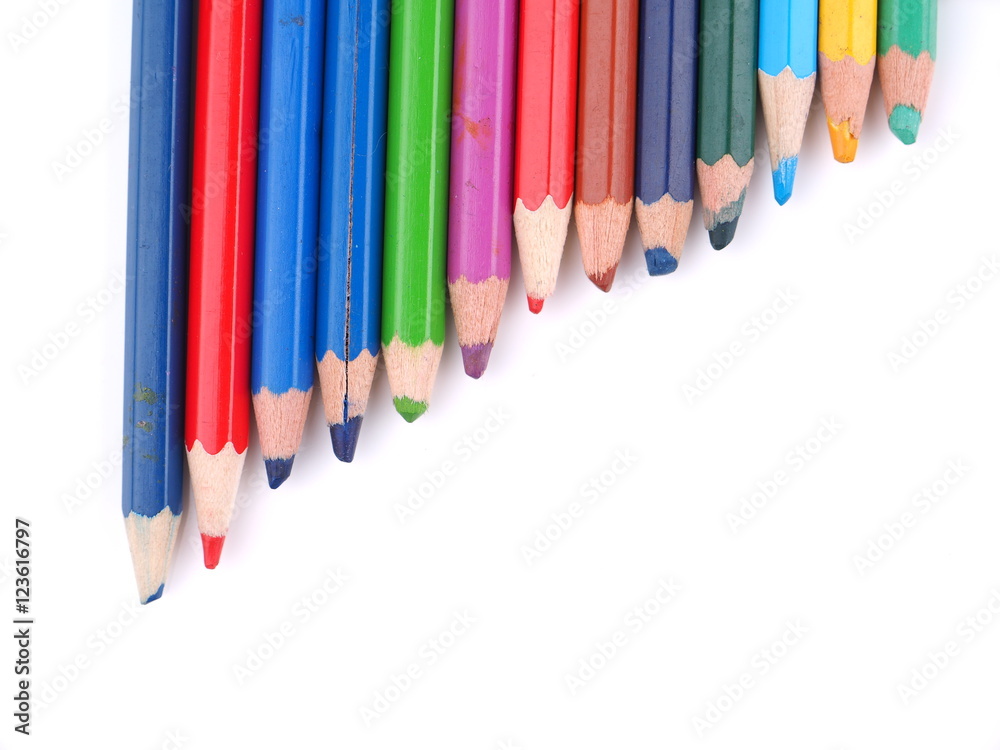 colored pencils on white background colored pencils on white background