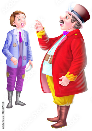 Fat man near a beggar with ...