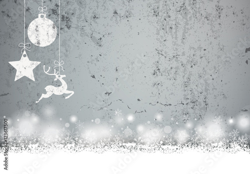 Christmas Card Concrete Star Caribou Bauble Snowfall
