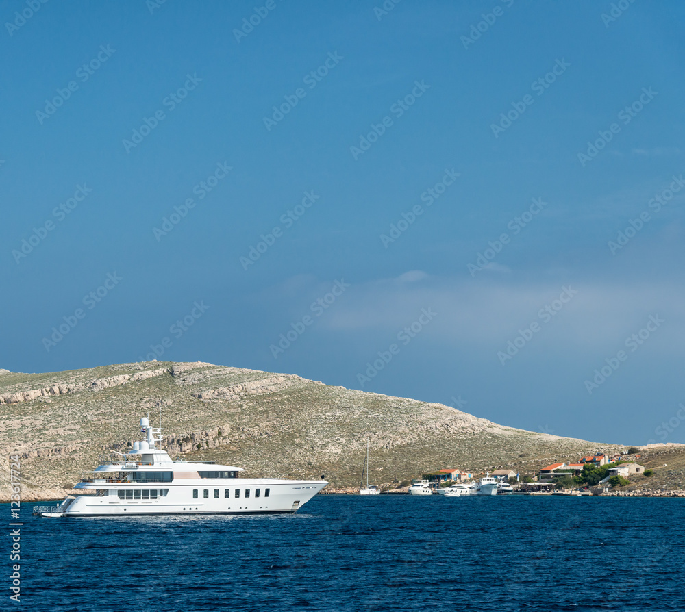 Luxury yacht in bay