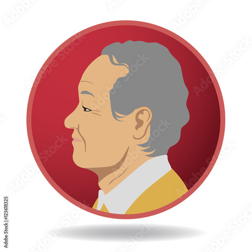 senior people profile icon, avatar icon, aged person face viewed from side