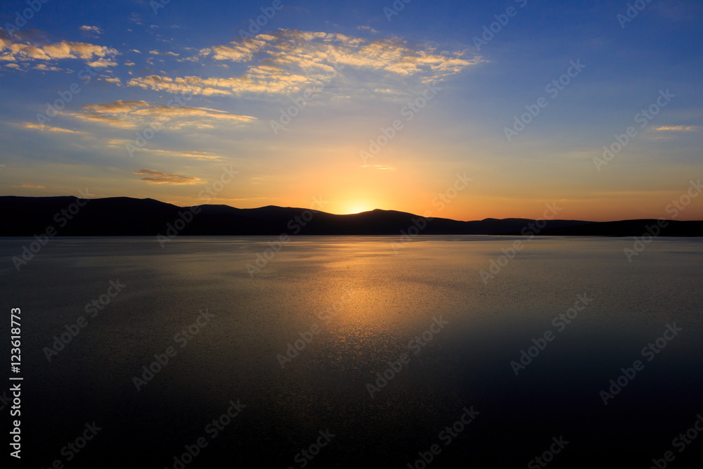 Great lake and sunset views