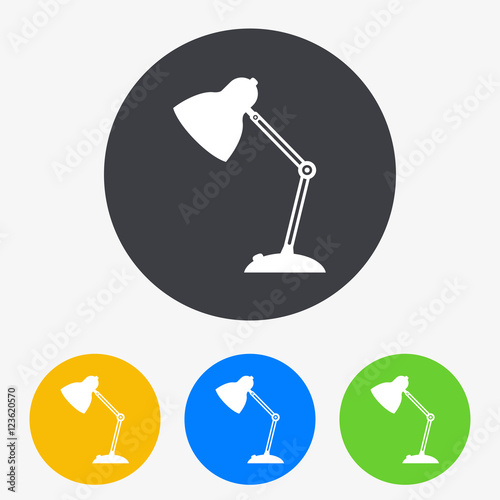 Icono plano lampara flexo en circulo varios colores