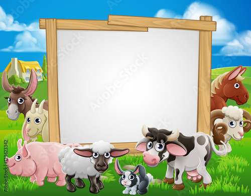 Farm Animals Cartoon Sign
