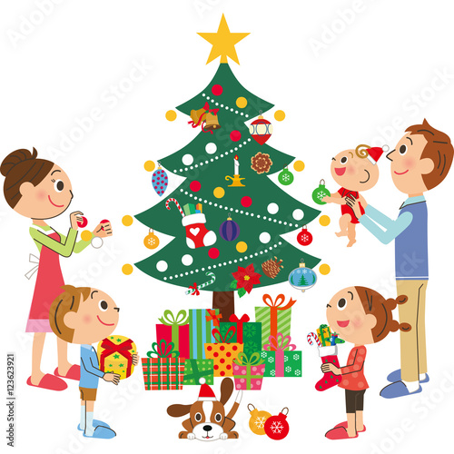 クリスマスツリーに飾り付け