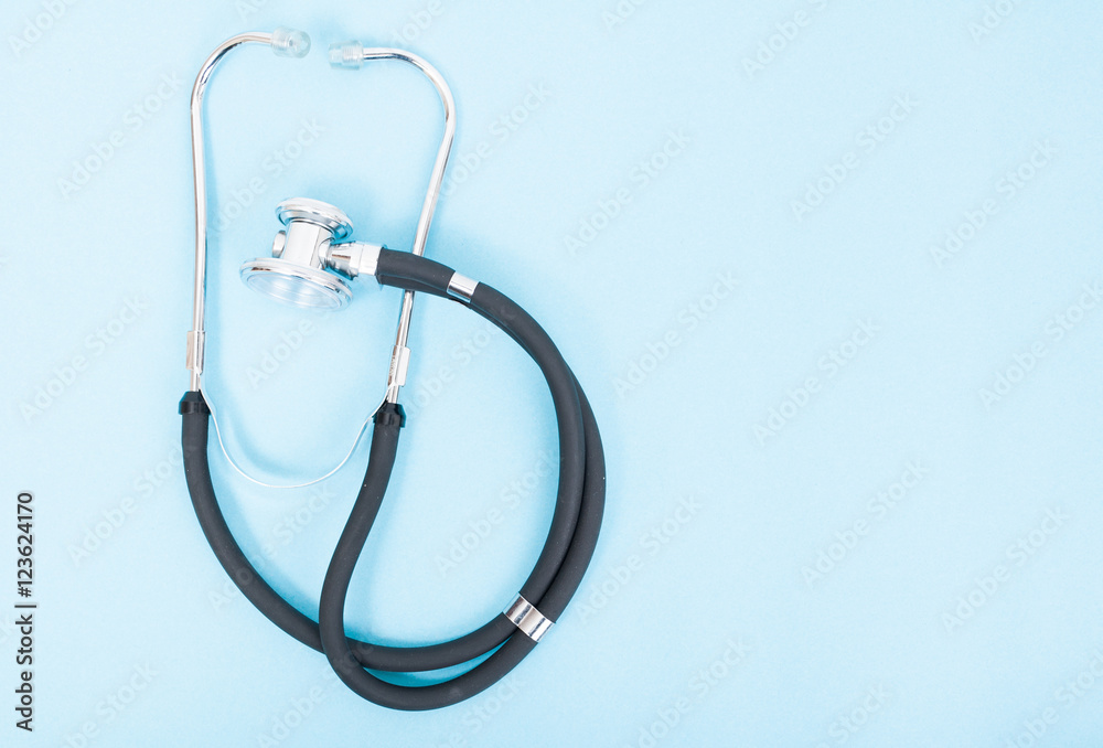 Medical stethoscope on blue background Medical stethoscope on blue background