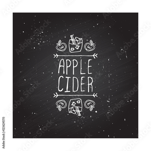 Vector handdrawn autumn element with text