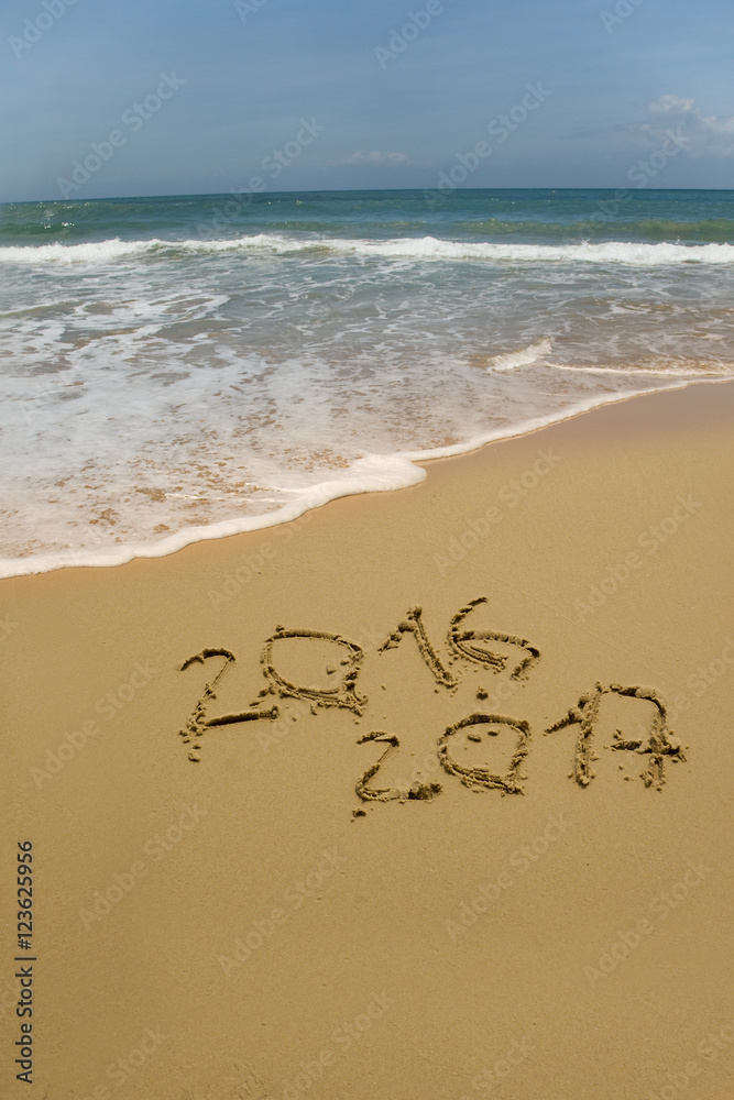 2016 and 2017 year on the sand beach 2016 and 2017 year on the sand beach