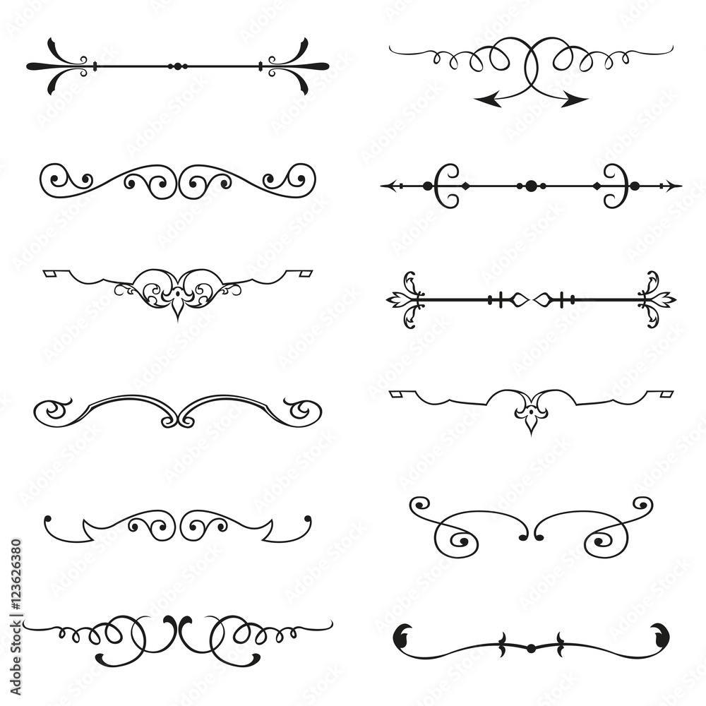 Vector set of calligraphic design elements and page decor
