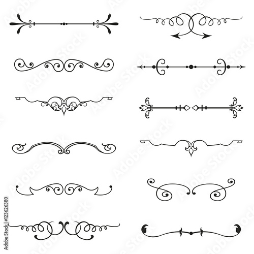 Vector set of calligraphic design elements and page decor 