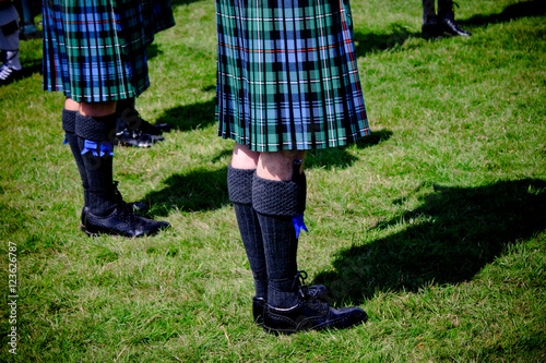 Scottish pipe band playing at the Highland games in Scotland