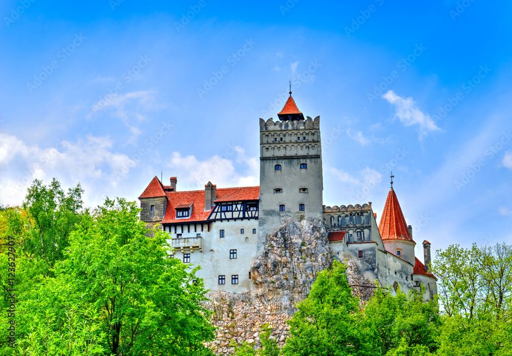 Beautiful, medieval Dracula castle of Transylvania in Bran town, Romania