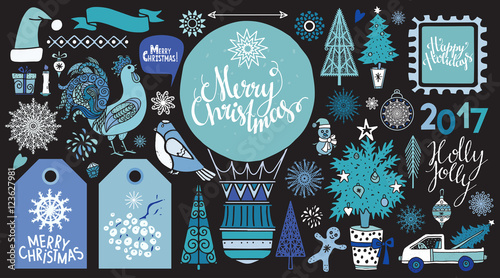 Christmas icons, symbols, mark