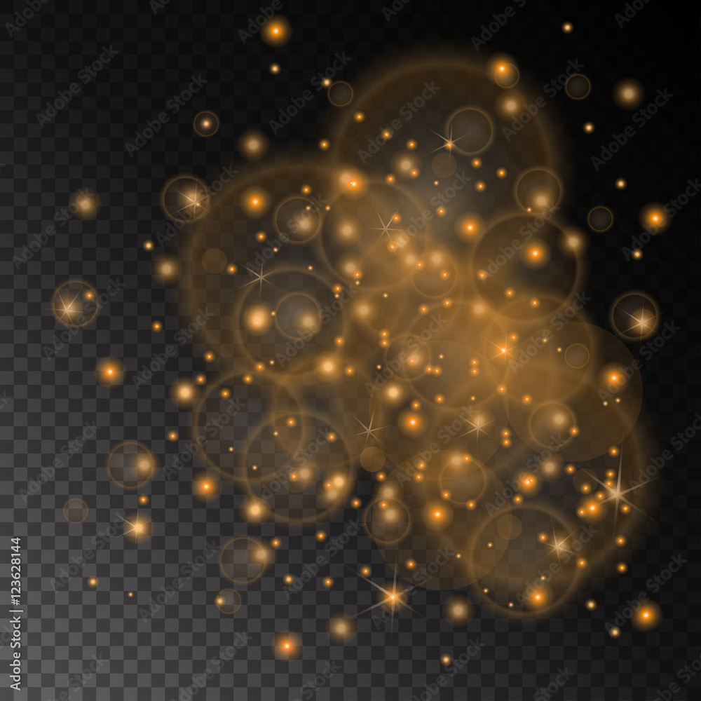 Vector orange lights concept abstract on transparent chess board background. Luxury design. Vector illustration