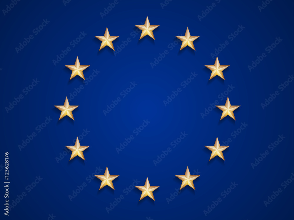 European Union flag with gold stars