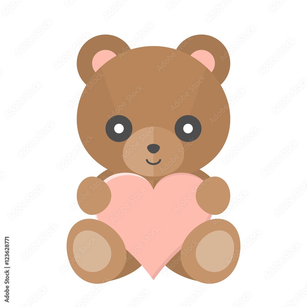 Fototapeta premium Vector teddy bear with heart