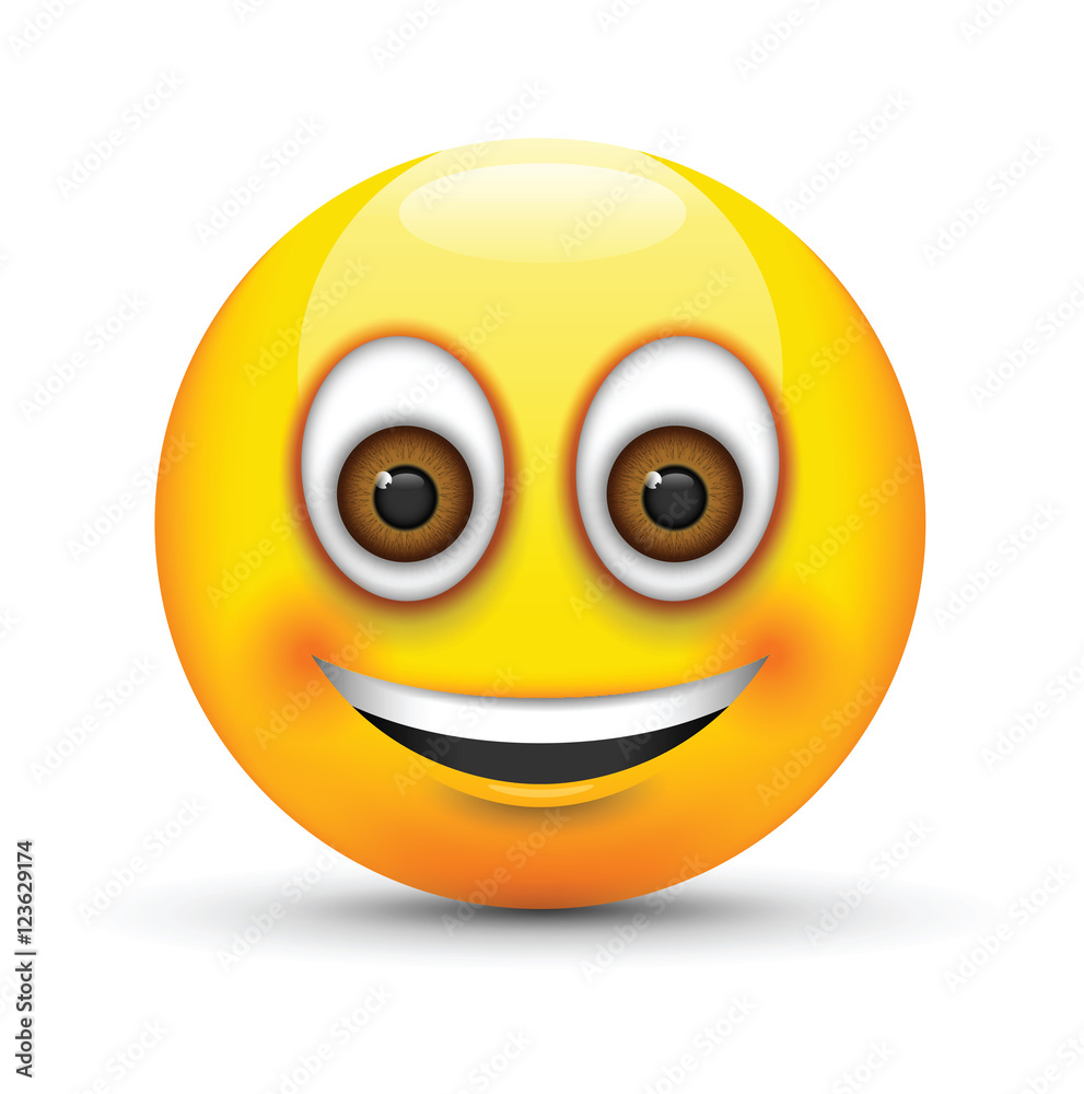 Fototapeta premium smiling emoji big realistic brown eyes