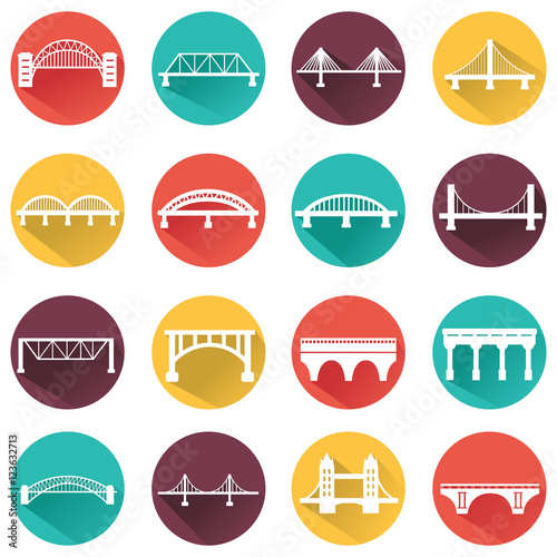 Vector isolated bridges icons set.