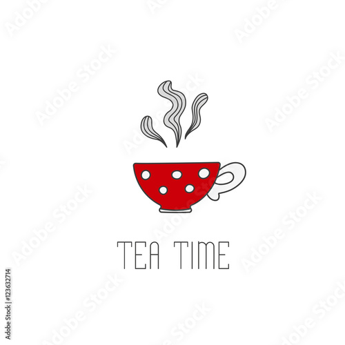 Hand drawn illustration of polka dot tea cup