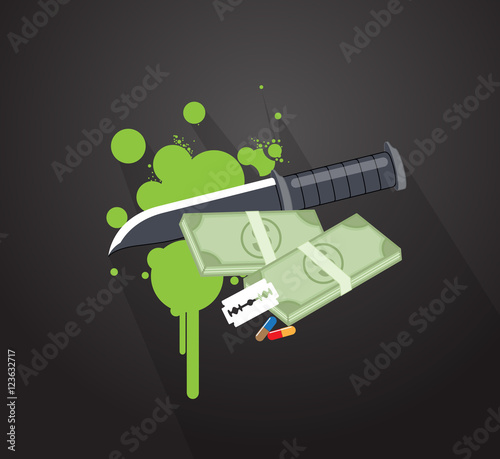 Knife with Money Vector Concept