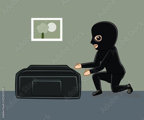 Robber Trying to Pick Money Bag