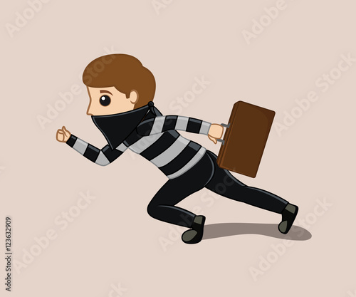 Convict Running with Suitcase