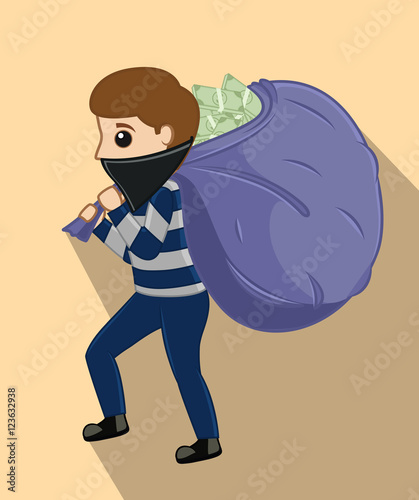 Robber Holding a Money Bag