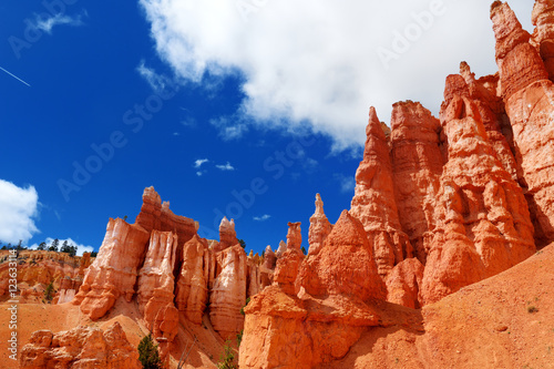 Sceniczny widok oszałamiająco czerwonego piaskowca hoodoos w Bryka jaru parku narodowym