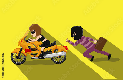 Thief Running Behind Partner Bike