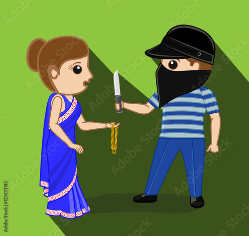 Thief Trying to Rob a Woman