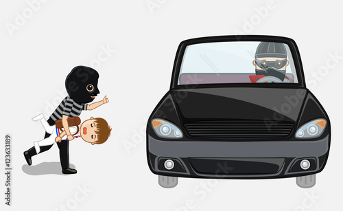 Robber Kidnapped a Kid and Running Toward Car