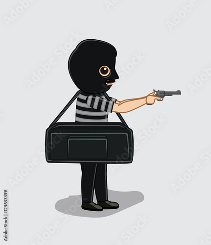 Robber with Money Bag and a Gun