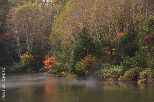 秋色となった湖畔