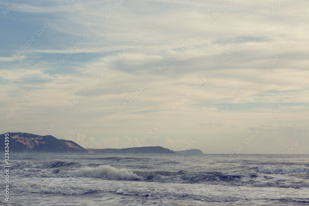 beautiful landscape summer sea with sand beach and clear sky