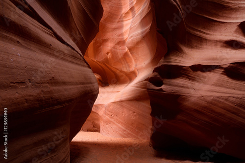 Glowing colors of Upper Antelope Canyon  the famous slot canyon in Navajo reservation near Page  Arizona 