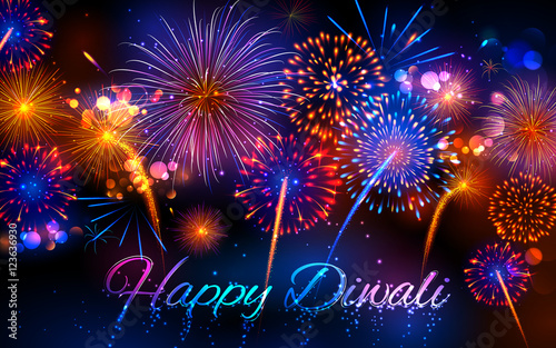 Firecracker on Happy Diwali Holiday background for light festival of India