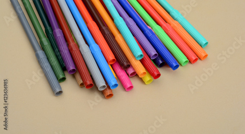 Colorful pencils and markers - art concept