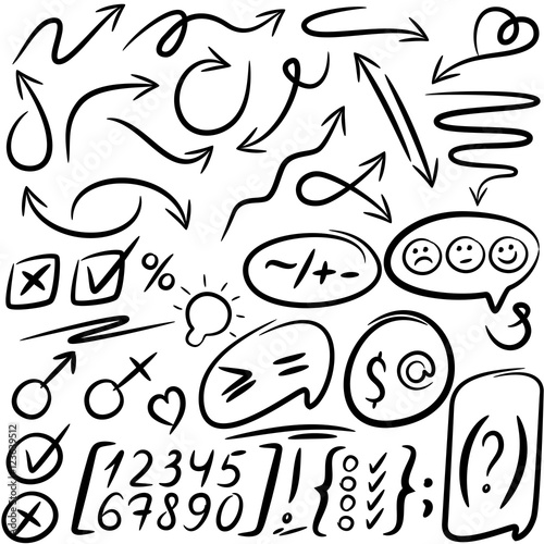 Arrows set, hand drawn arrows set, sketched style