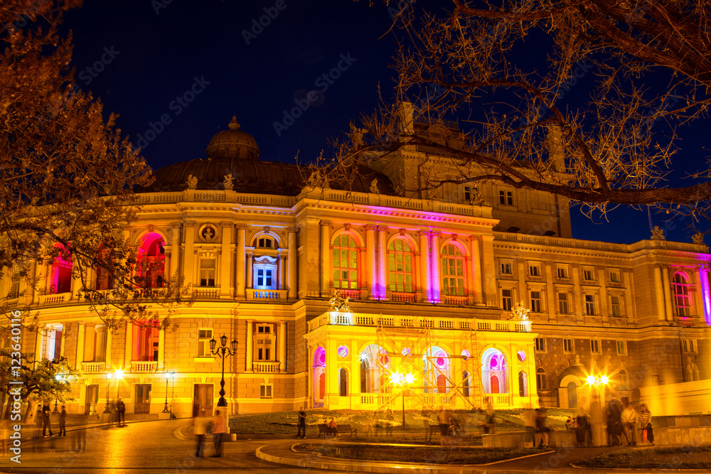 Odessa Opera and Ballet Theater at night