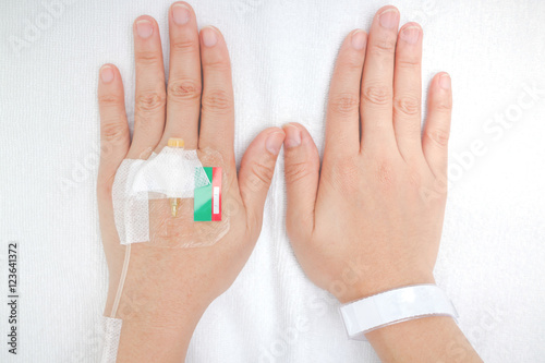IV solution in a patient hand