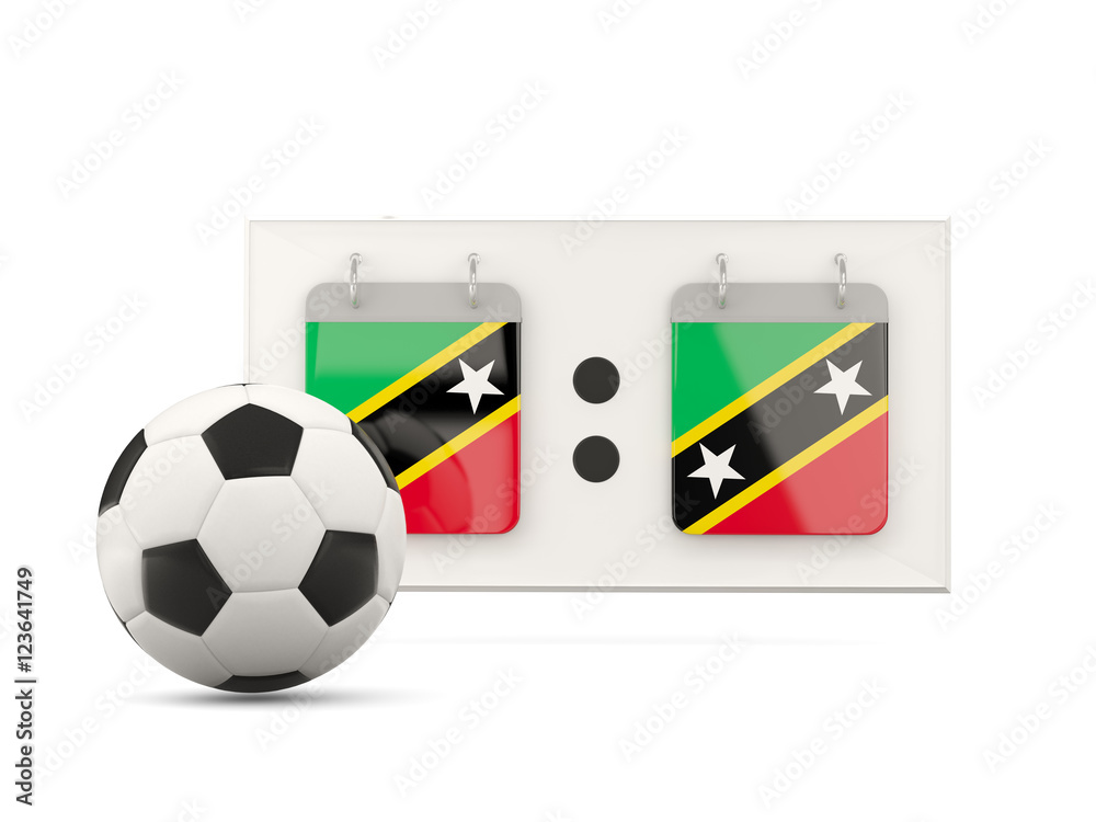 Flag of saint kitts and nevis, football with scoreboard Flag of saint kitts and nevis, football with scoreboard