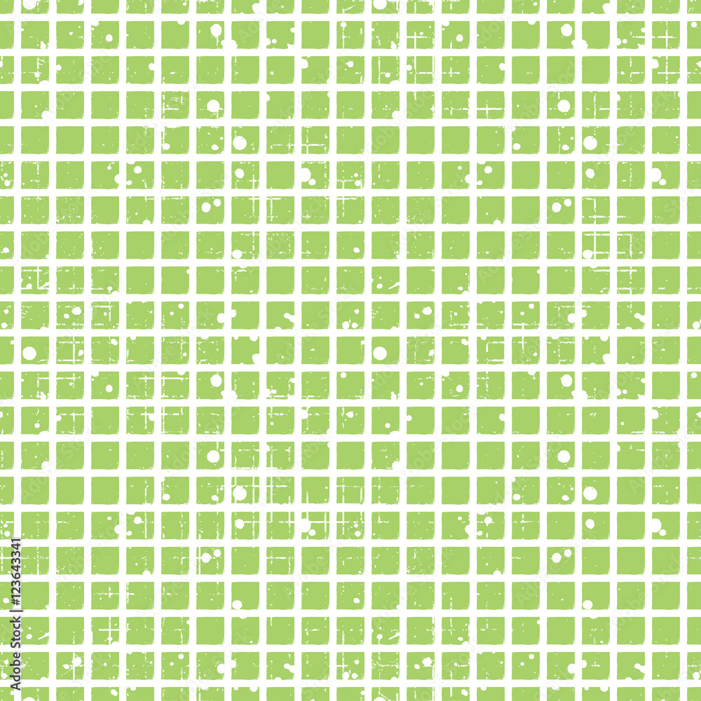 Seamless vector checkered pattern. Creative geometric green background with squares. Grunge texture with attrition, cracks and ambrosia. Old style vintage design. Graphic illustration. Seamless vector checkered pattern. Creative geometric green background with squares. Grunge texture with attrition, cracks and ambrosia. Old style vintage design. Graphic illustration.