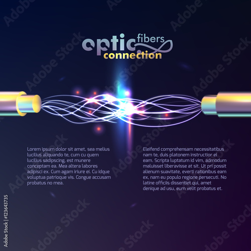 Optic Fibers Connection Background with cable