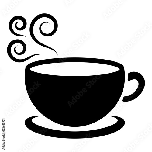 cup of coffee tea hot drink black vector icon on white backgroun