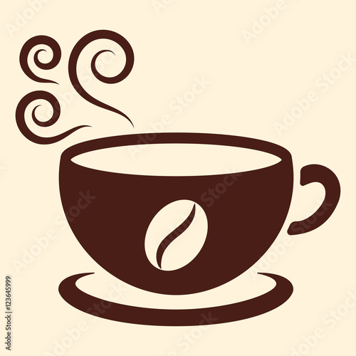 cup of coffee tea hot drink brown vector icon on white backgroun