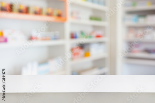 pharmacy table in the pharmacy drugstore