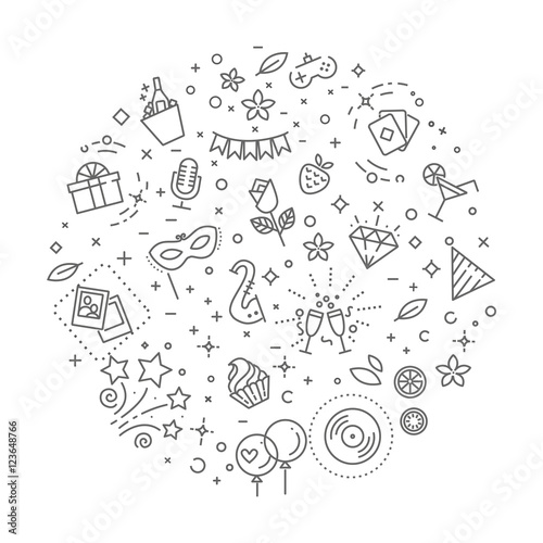 Party concept illustration,line design vector template