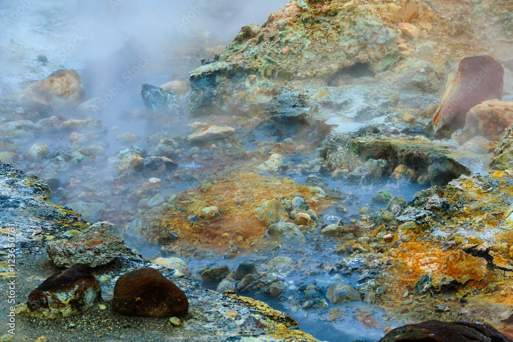 Blue hot stream in Iceland Blue hot stream in Iceland
